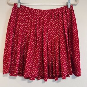 Sandro Pleated Silk mini skirt Ditsy Floral Red